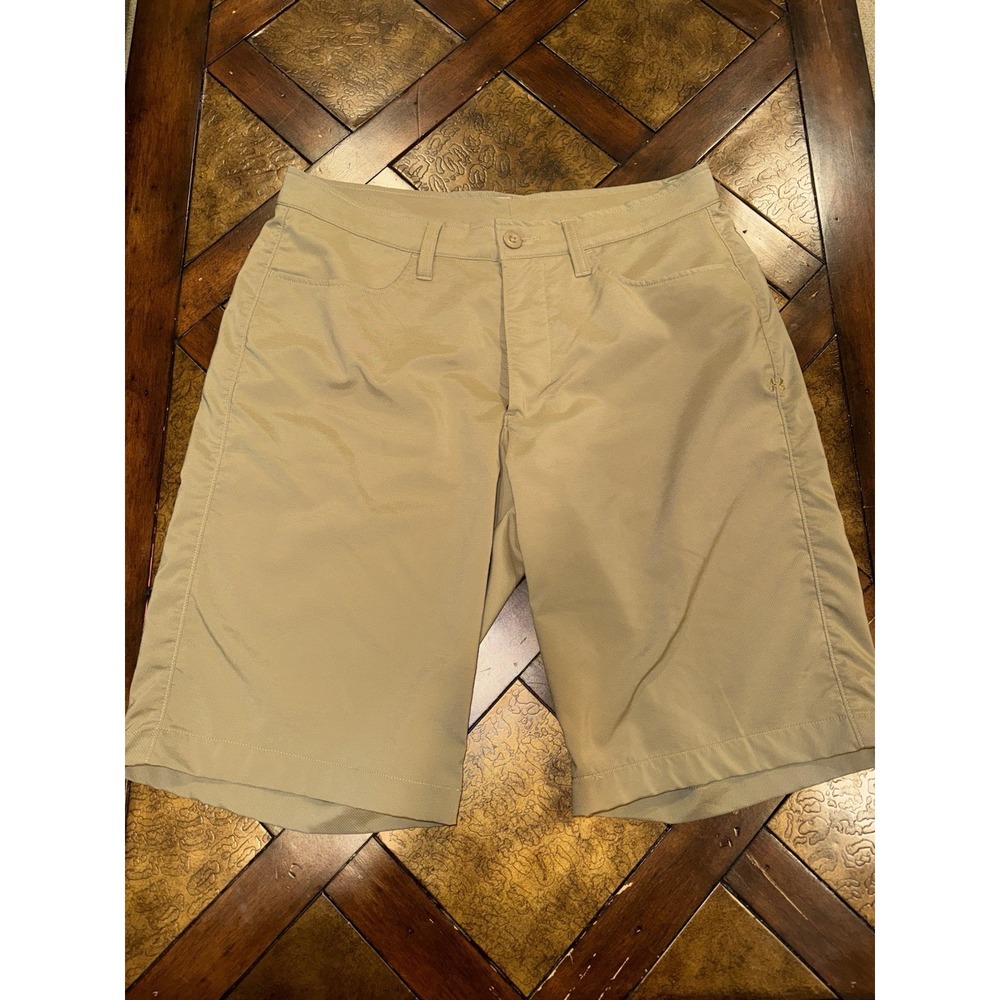 Under Armour Golf Shorts Men's 34 Beige Ripstop Loose Stretch HeatGear